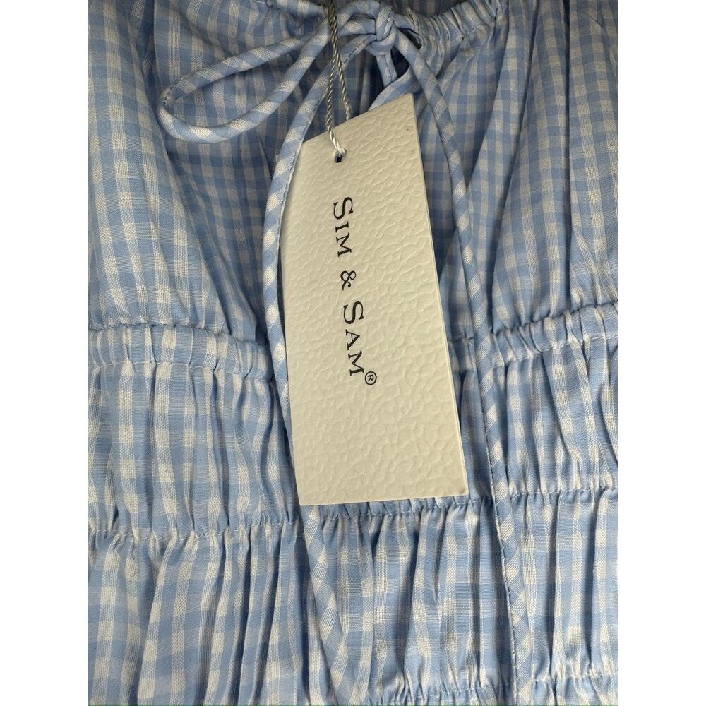 403. Sim & Sam Blue Gingham Sleeveless Fit & Flare Dress Size M - Picture 6 of 8